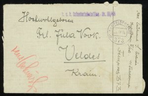 Austro Hungary Military Post K.u.K. Feldpost Cover w Letter 1916 Europe WWI