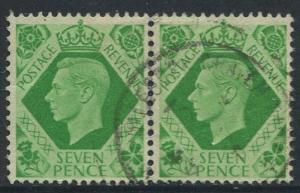 Great Britain - Scott 244 -KGVI Definitive -1937 -FU -Horiz.Pair of 7p Stamp