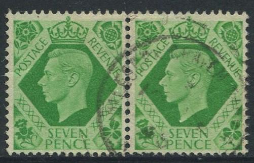 Great Britain - Scott 244 -KGVI Definitive -1937 -FU -Horiz.Pair of 7p Stamp