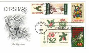 US 1508 8c Christmas Tree on FDC w other stamps Artmaster Cachet Unadd ECV$15.00