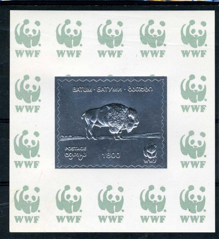 Batumi 1994 (Georgia) WWF Wildlife Embossed Silver Foil Set Perforated Mint (NH)