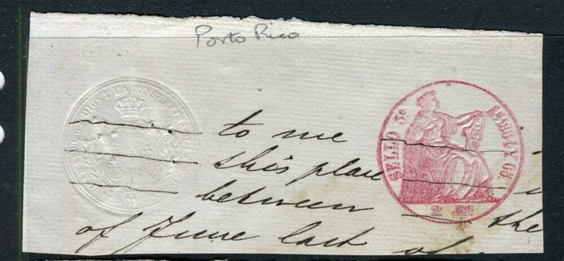 PORTO RICO; 1880-90s early classic Embossed Revenue Piece