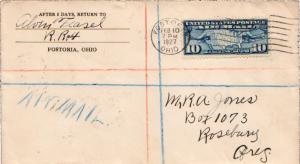 United States Ohio Fostoria 1927 machine  10c Map Airmail.