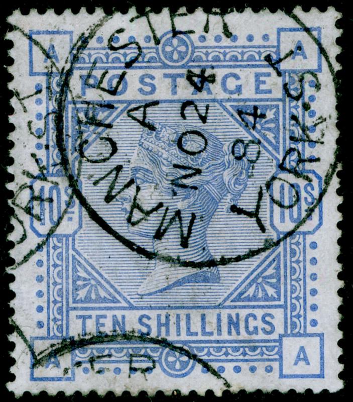 SG182, SCARCE 10s cobalt, USED, CDS. Cat £8250. AA