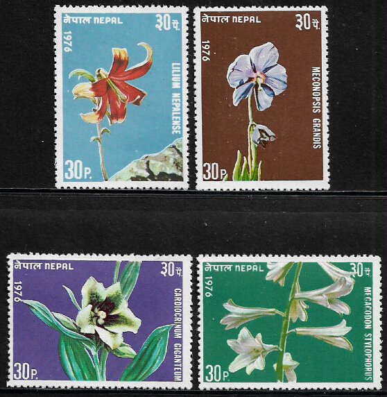 Nepal #321-4 MNH Set - Flowers