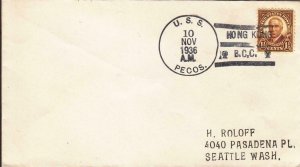 1936, USS Pecos, AO-6, Hong Kong to Seattle, WA (N2126)