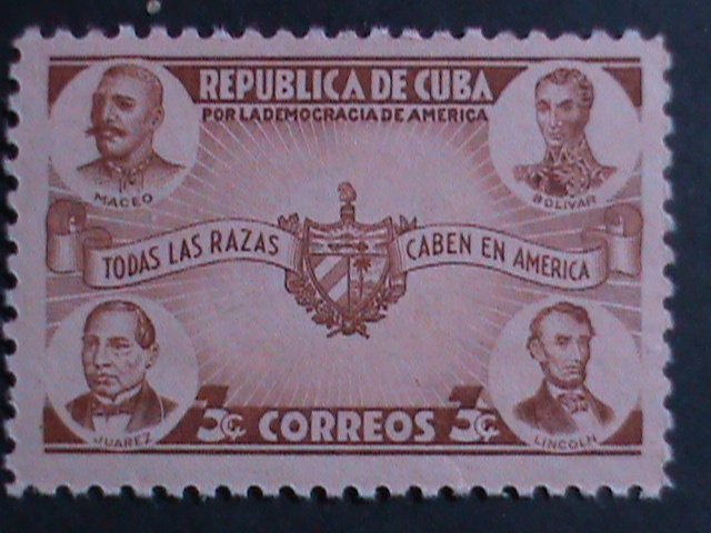 ​CUBA 1942 SC#369-MACEO,BOLIVAR,JUAREZ,LINCOLN-SPRIT OF DEMOCRACY - MNH-OG-VF
