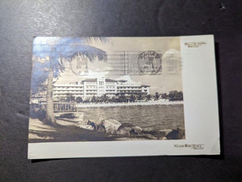 1939 Philippines RPPC Postcard Cover Manila PI to Bremen Germany
