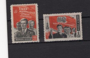 RUSSIA YR 1950,SC 1458-59,MI 1409-13,MNH,LABOR DAY, MAY 1,GUM FLAWS