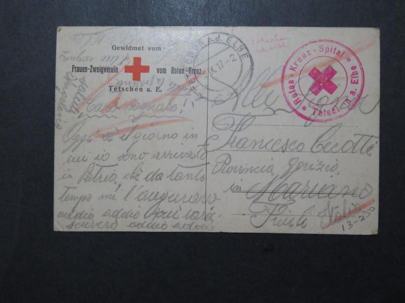 Czechoslovakia 1917 POW Card / Tetschen Camp Red Cross Censor - Z9880