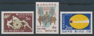 Korea 1962 Sc 353-355 1st Anniversary of May 16th Revolution MNH Full Set