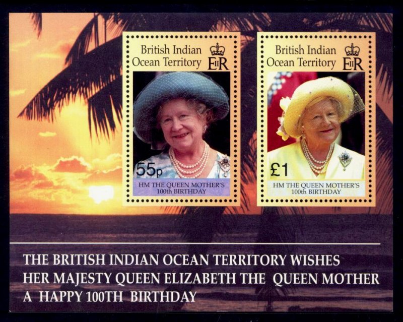 British Indian Ocean Territory Sc# 225 MNH 100th Birthday Queen Mother (S/S)