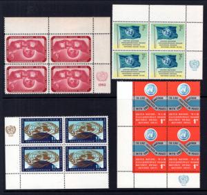 UN New York 104-107 Plate Blocks MNH VF