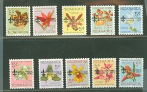 Nicaragua #843-52  Single (Complete Set) (Flora)