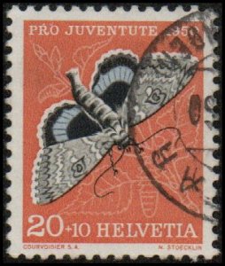 Switzerland B198 - Used - 20c+10c Blue Underwing Butterfly (1950) (cv $0.55) (2)