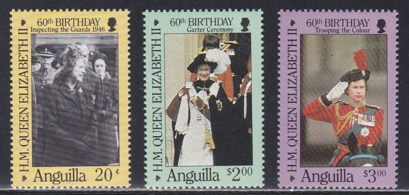 Anguilla # 674-676, Queen Elizabeth's 60th Birthday, Mint NH, 1/2 Cat.