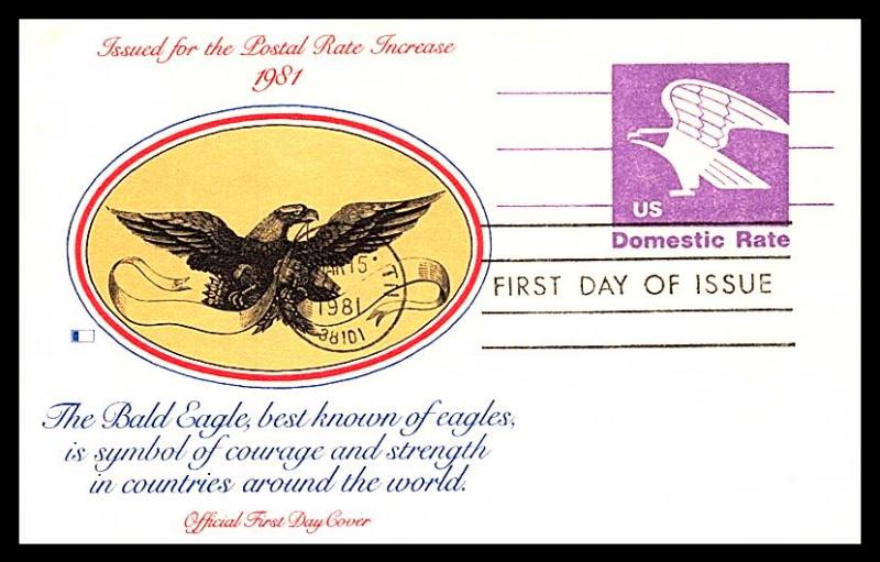 #UX88 B Eagle Post Card - Fleetwood Cachet 18EV