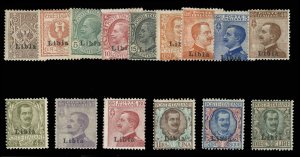 Italian Colonies, Libya #1-15 Cat$667, 1912-22 1c-10L, complete set, hinged