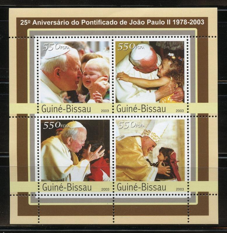 GUINEA BISSAU 2003 25th PAPAL ANN POPE JOHN PAUL II SET OF TWO SHEETS &  S/S NH