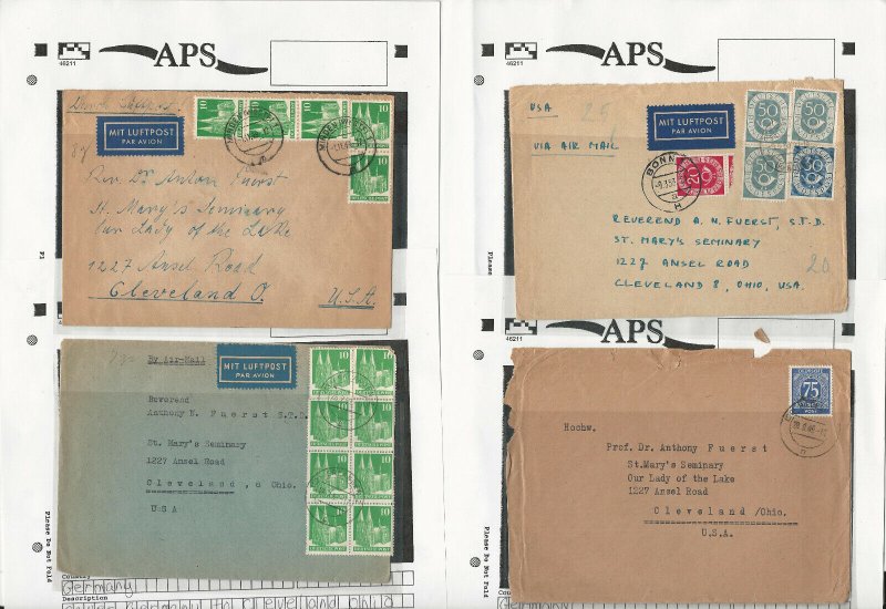 Germany Covers Stamp Collection on 70 Different on APS Sheets, JFZ 