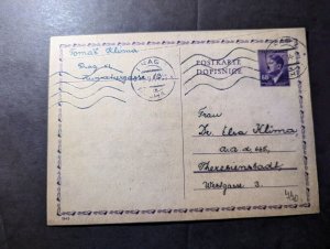 1943 Germany Bohemia and Moravia Postcard Cover Prague to Theresienstadt Ghetto