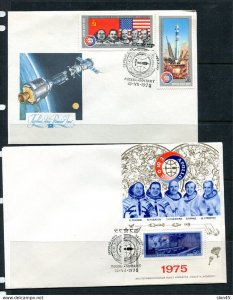 Russia USA 1975 4 Covers First Day issue cancel Apollo Soyuz mission 13358