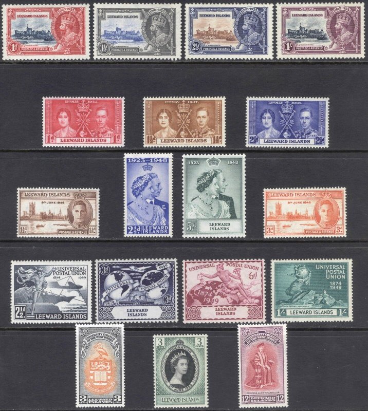 Leeward Is 1935-53 Commemoratives SG 88-125 Scott 96-132 UMM/MNH Cat £44($59)