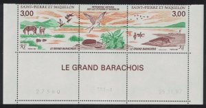 St. Pierre and Miquelon Horses Ducks Gulls Geese Birds 2v Bottom Strip 1987