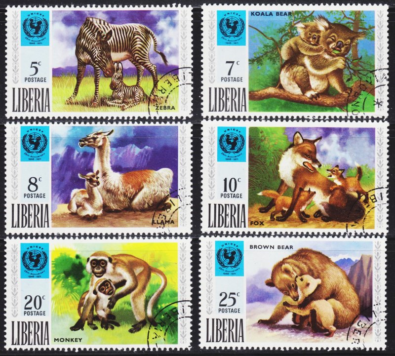 Liberia Scott 571-76 complete set F to VF CTO.