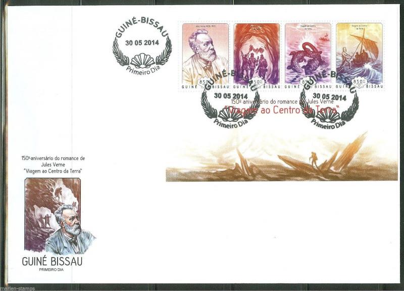 GUINEA BISSAU  2014 150th  JULES VERNE'S 'VOYAGE TO CENTER OF EARTH'  SHT  FDC