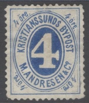 Norway Bypost Kristianssunds local  1887 MH