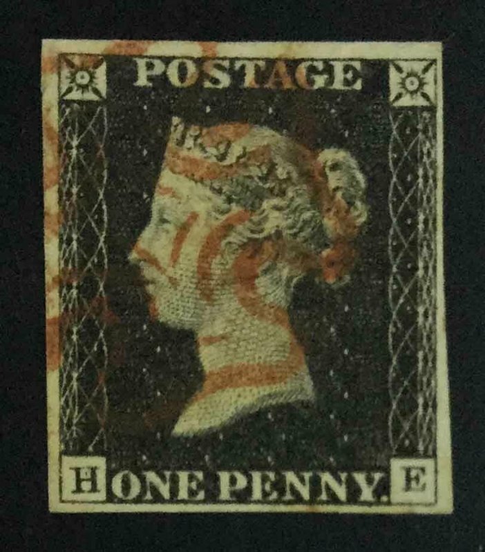 MOMEN: GREAT BRITAIN SG #1 1840 IMPERF PENNY BLACK USED LOT #63205 