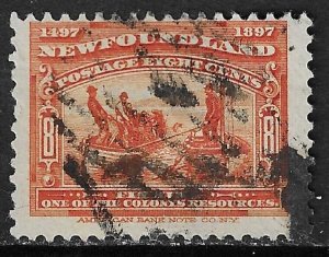 NEWFOUNDLAND - #67 - 8c FISHING USED STAMP (1897)