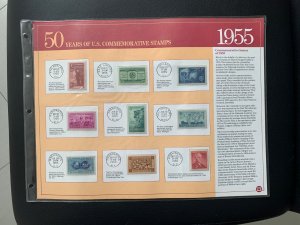 1955 50 YEARS OF U.S. COMMEMORATIVE STAMP Albums Panel of stamps