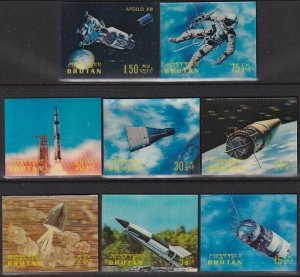 Sc# 118 // 118A-G Bhutan 3D Conquest of space 1970 short set MNH CV $12.50