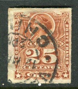 CHILE;    1881 early classic Columbus Perf. issue used 25c. value