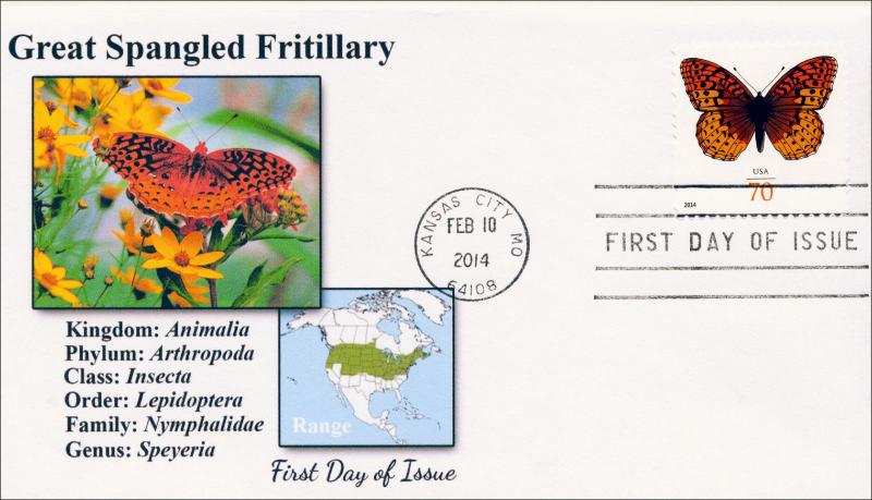 SC 4859, 2014 Great Spangled Fritillary, 70 Cent, FDC  Item 14-022