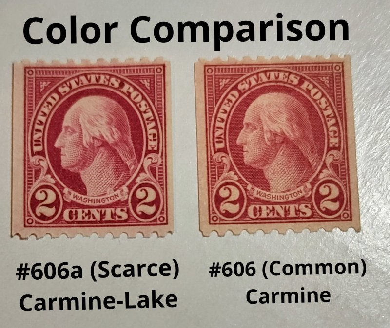 Scott Stamp# 606a -1923 2¢ Washington Scarce Carmine Lake. MNH OG.  SCV $150.00