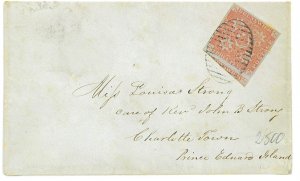 P2855 - NEW BRUNSWICK SG NO. 1 COVER, FROM FREDERICTON (8.6.1852)-