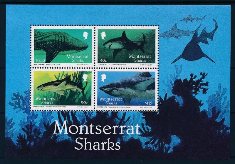 [49504] Montserrat 1987 Marine life Sharks MNH Sheet