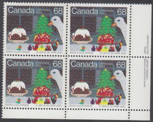 Canada - #1069 Christmas Plate Block - MNH