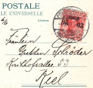 Levant GERMANY PO ABROAD TURKEY Postcard Constantinople SHIPS 1909 Kiel MA466