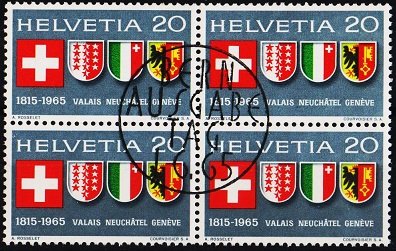 Switzerland. 1965 20c(Block of 4). S.G.724 Fine Used