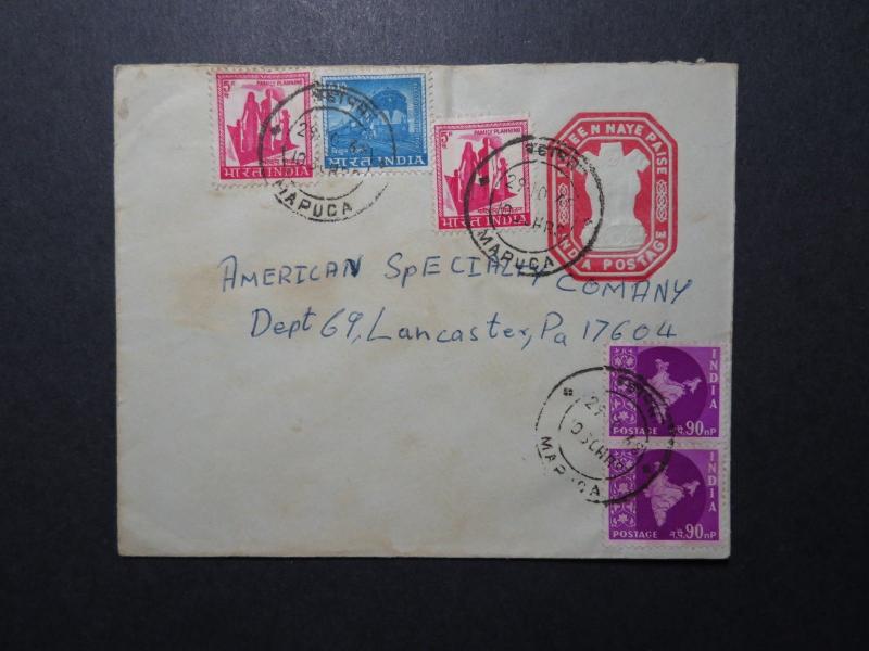 India 1968 Uprated 15 Np Postal Stationery to USA - Z11664