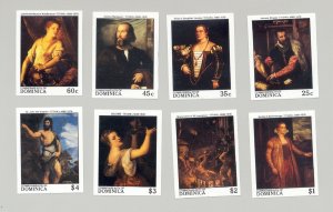 Dominica #1111-1120 Titian Paintings, Art 8v & 2v S/S Imperf Proofs