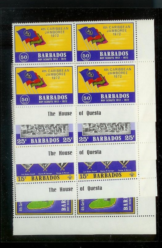 BARBADOS Sc#372-375 Complete Mint Never Hinged BLOCK Set