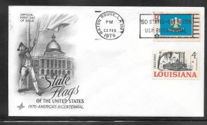 Just Fun Cover #1650 FDC LA. State Flag Artcraft Cachet. (A1480)