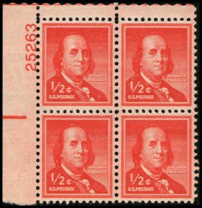 US #1030 FRANKLIN MNH UL PLATE BLOCK #25263