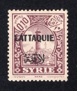 Latakia 1931 10c red violet Overprint, Scott 1 MNG, value = $1.25