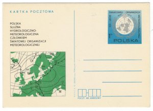 Poland 1973 Postal Stationary Postcard MNH Stamp Weather Map Meteorology